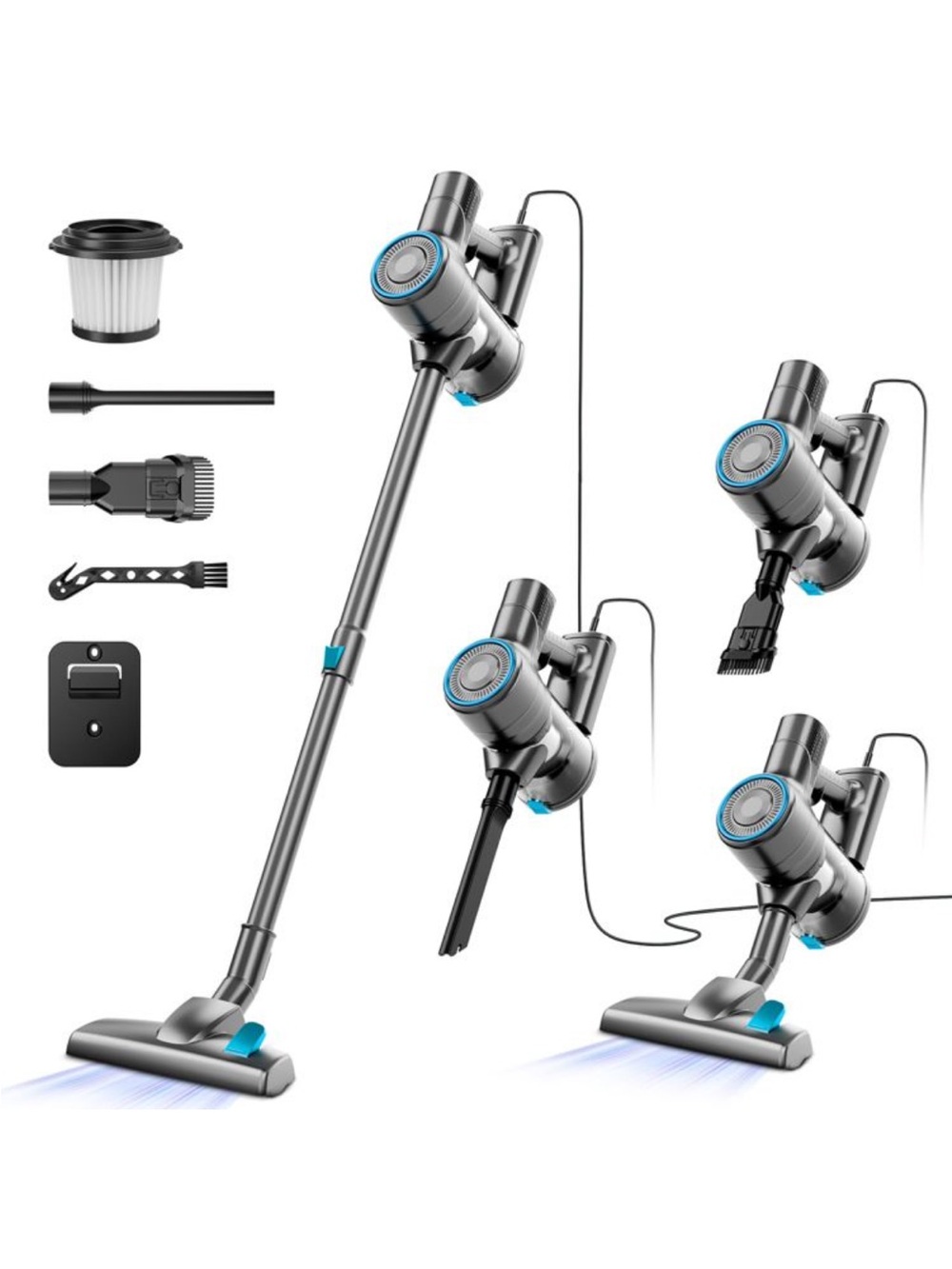 Corded Stick Vacuum Cleaner - Silver with Teal Accents
